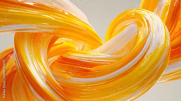 Obraz Swirling Yellow and White Abstract Fluid Forms background
