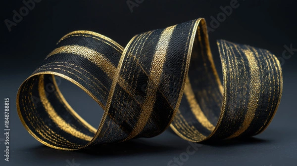 Obraz black and gold ribbon