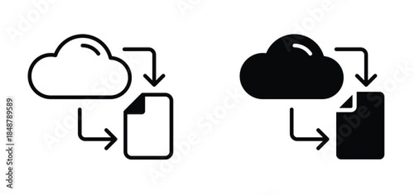 Obraz Cloud backup icon. Data synchronization symbol. Cloud computing sign