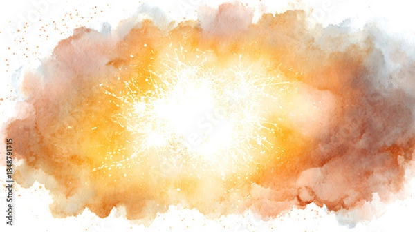Obraz Watercolor Explosion Effect with Orange and Yellow Splatter