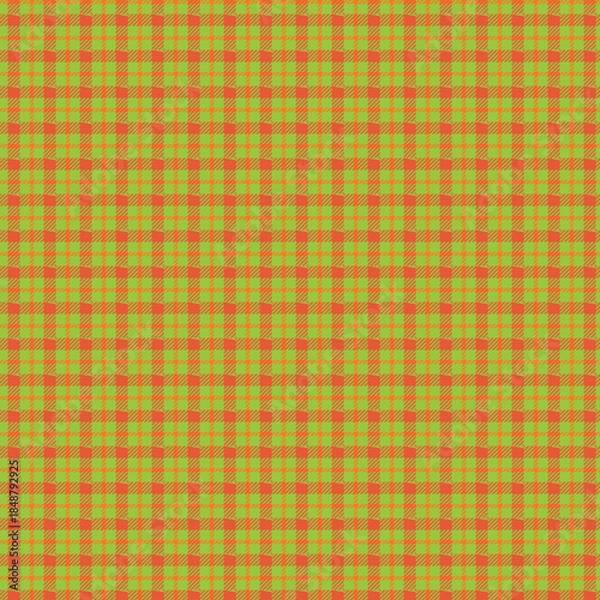 Obraz Vibrant orange and green gingham pattern background texture