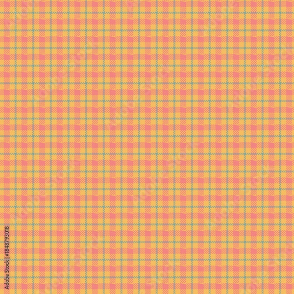 Obraz Vibrant pink and yellow gingham pattern background texture