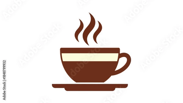 Fototapeta Steaming hot coffee cup on a saucer, perfect for morning routine