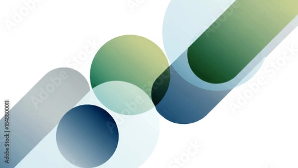 Fototapeta Modern abstract shapes in green blue and gray on white background