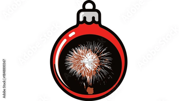 Obraz Festive Bauble with Sparkling Fireworks