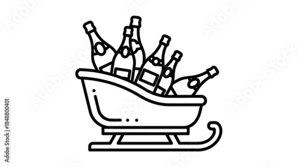 Obraz Bottles of Wine in a Sled