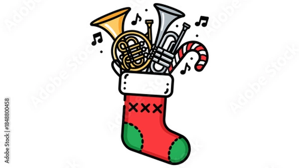 Obraz Christmas Stocking with Musical Instruments