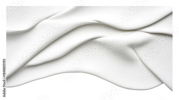 Obraz Textured White Fabric with Elegant Draped Folds on Transparent Background