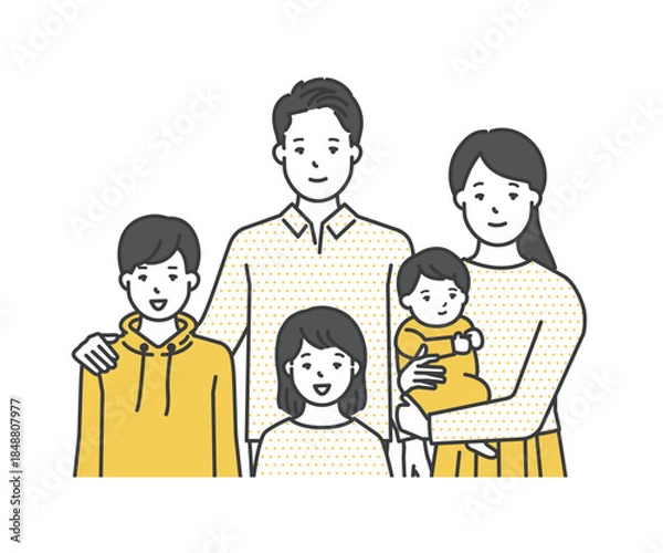 Fototapeta 家族のイラストベクター素材（2世代5人）