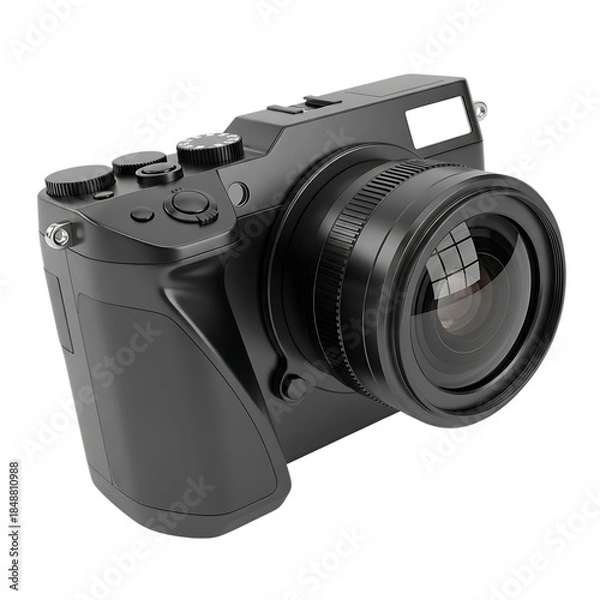 Fototapeta Black digital camera isolated on transparent background