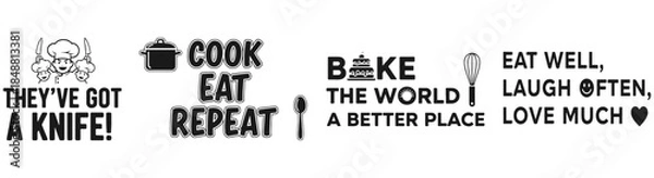 Fototapeta Culinary Quotes and Iconography: A collection of culinary quotes paired with iconic symbols, celebrating the joy of cooking, sharing meals, and savoring the simple pleasures of life.