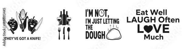 Fototapeta Culinary Fun Quotes : Playful typography design showcases whimsical culinary quotes, each adding a dash of humor and charm to your food-related projects.