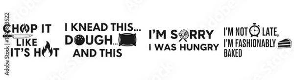 Fototapeta Playful Culinary Quotes: Engaging typography presents a set of whimsical quotes, inviting culinary enthusiasts with a touch of wit and charm.