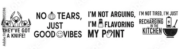 Fototapeta Kitchen Wisdom: Captivating phrases to sprinkle some fun in your cooking life. A collection of playful quotes that will tickle your taste buds.