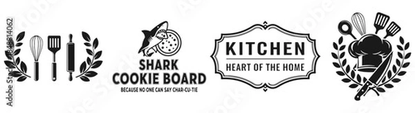 Fototapeta Culinary Essentials: A compilation of kitchen-themed illustrations, showcasing essential tools and design elements perfect for culinary-focused projects.