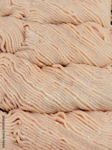 Obraz Close-Up Full-Frame Background of Fresh Raw Ground Chicken or Turkey Mince