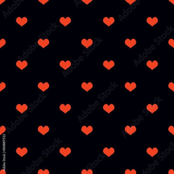 Obraz Tile vector pattern with red and white hearts on black background
