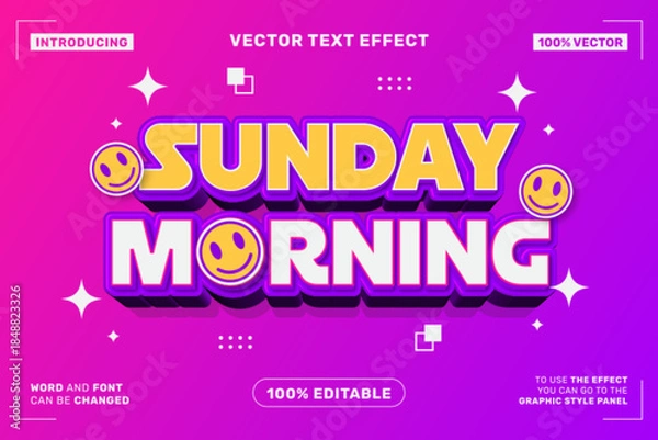 Obraz Sunday Morning Editable Vector Text Effect