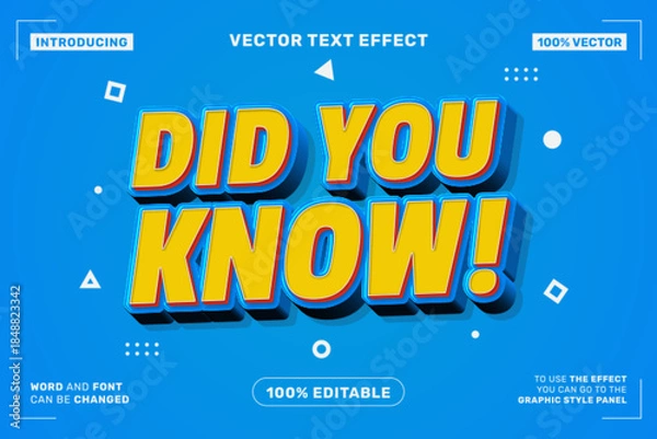 Obraz Did You Know Editable Vector Text Effect