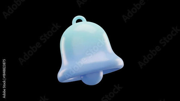 Fototapeta 3D Notification Bell Icon for Modern App Interface on Transparent Background
