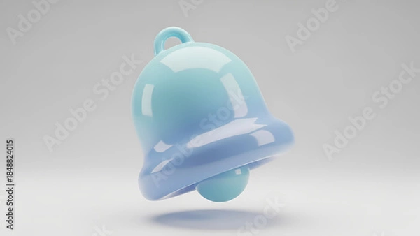 Fototapeta 3D Notification Bell Icon for Modern App Interface on Transparent Background