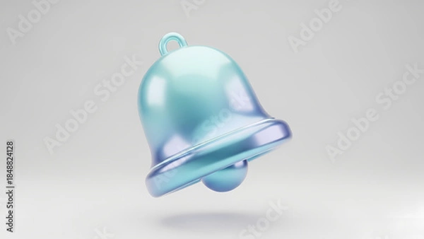 Fototapeta 3D Notification Bell Icon for Modern App Interface on Transparent Background