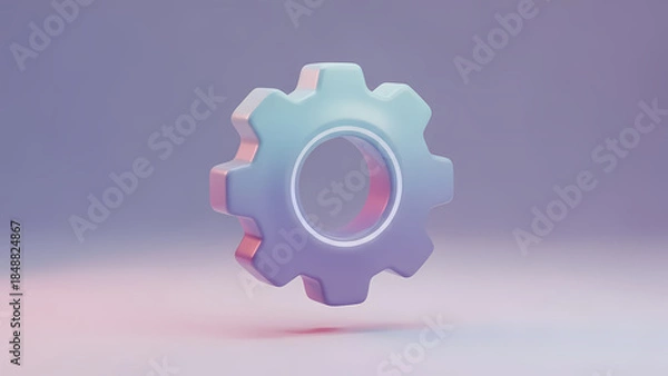 Fototapeta 3D Settings Gear Icon for Application Interface on Transparent Background