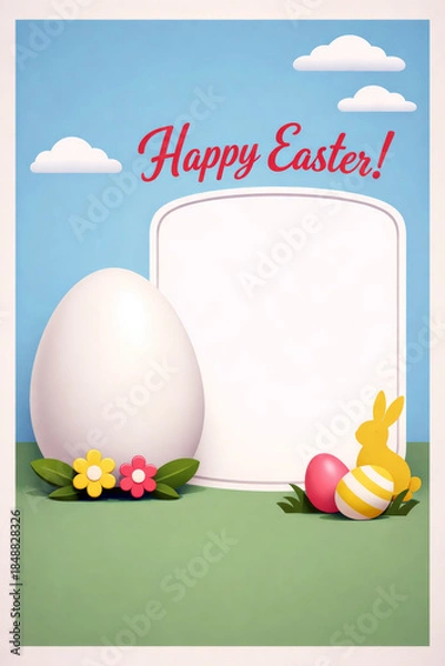 Obraz Easter Celebration with Eggs and Bunny