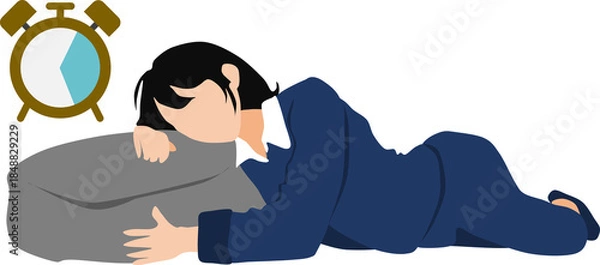 Fototapeta 睡眠時間が足りない女性のイラスト	