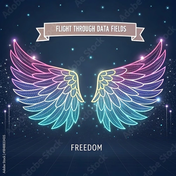 Fototapeta Abstract Glowing Wings Displaying Concepts of Freedom and Flight