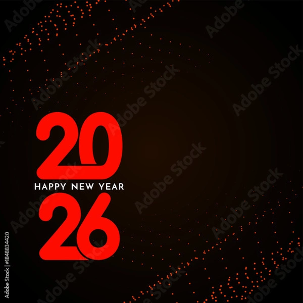 Obraz Happy new year 2026 red halftone black background