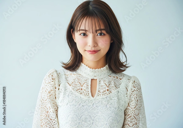 Obraz 繊細なクロシェレースが上品に映える清楚な雰囲気の女性
