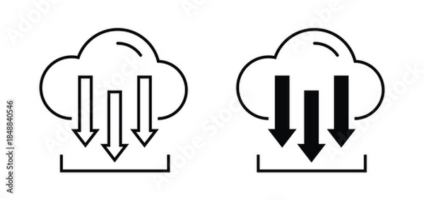 Fototapeta Cloud download icon. Cloud backup. Data synchronization symbol. Cloud computing sign