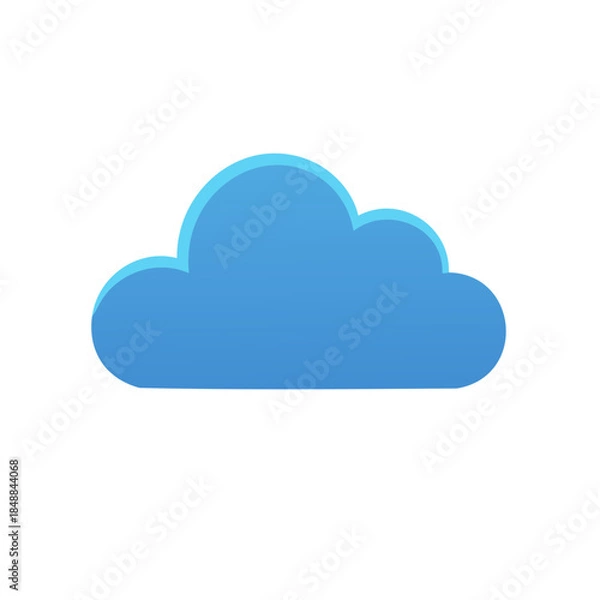 Fototapeta Simple Sky Blue Cloud Shape Design Element for Weather, Computing, and Environment Concepts