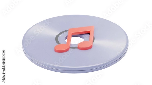 Obraz Isolated illustration of a music disk with note, music album, songs, playlist, play list