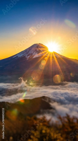 Obraz 富士山　初日の出　お正月　ai生成画像	
