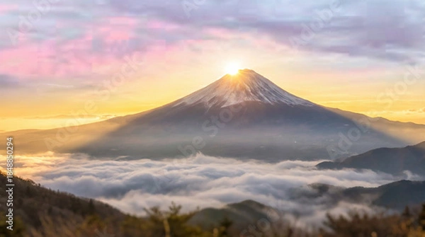 Obraz 富士山　初日の出　お正月　ai生成画像