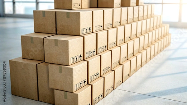 Obraz Stack of cardboard boxes