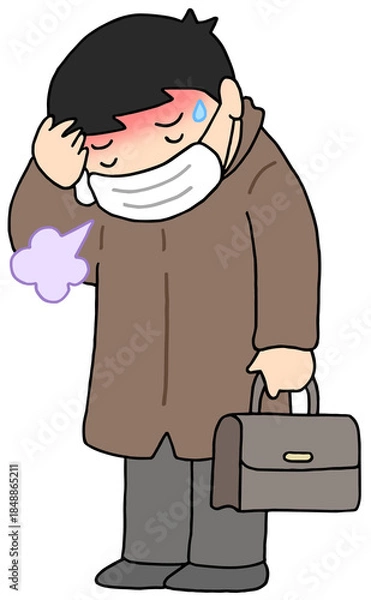 Obraz 疾患・疾病のイラスト - 風邪・インフルエンザ・発熱・高熱