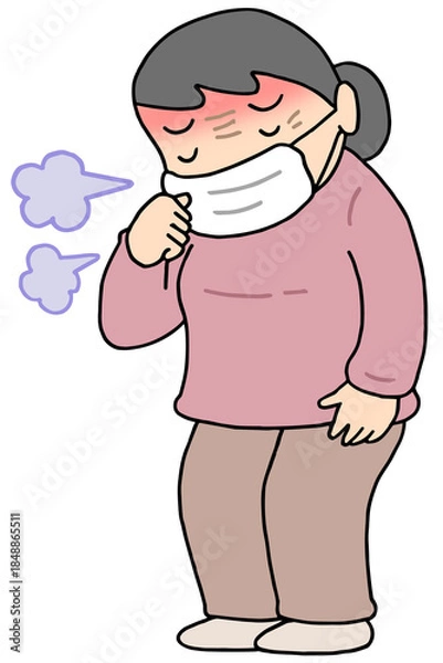Obraz 疾患・疾病のイラスト - 風邪・インフルエンザ・咳・くしゃみ