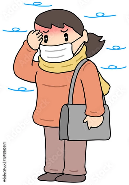 Obraz 疾患・疾病のイラスト - 風邪・インフルエンザ・体調不良