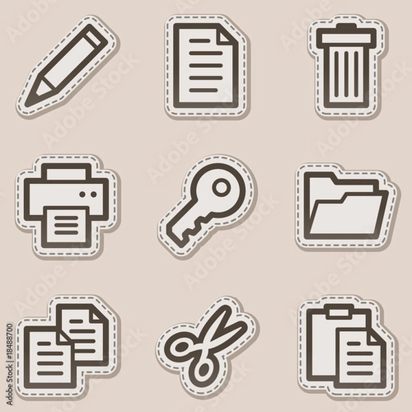 Obraz Document web icons set 1, brown contour sticker series