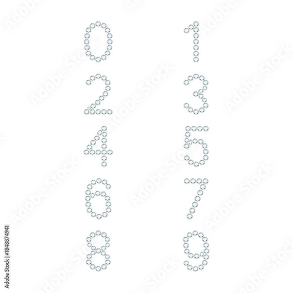 Obraz Luxury Crystal Diamond Numbers Set, vector Illustration isolated on white background