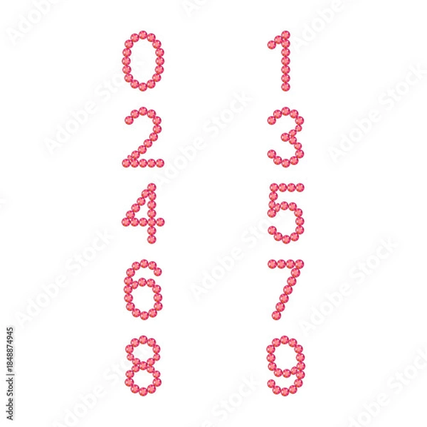 Obraz Luxury Crystal Diamond Numbers Set, vector Illustration isolated on white background