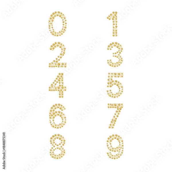 Obraz Luxury Golden Numbers Set, vector Illustration isolated on white background