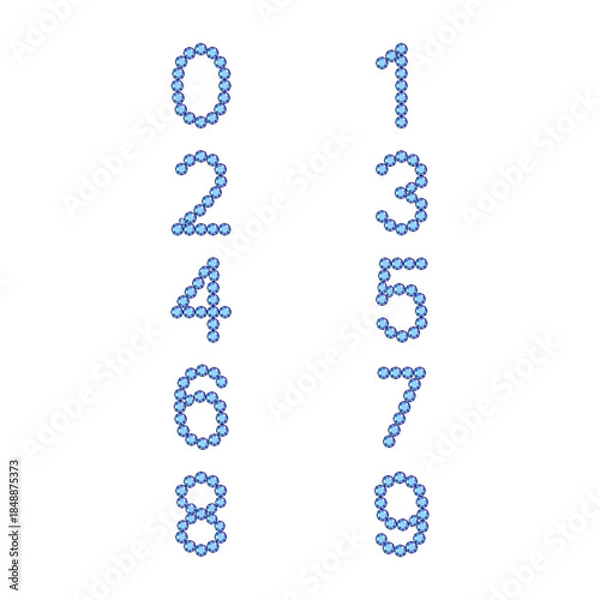Obraz Luxury Crystal Diamond Numbers Set, vector Illustration isolated on white background