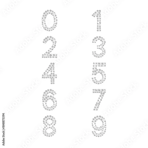 Obraz Luxury Monochrome Silver Numbers Set, vector Illustration isolated on white background