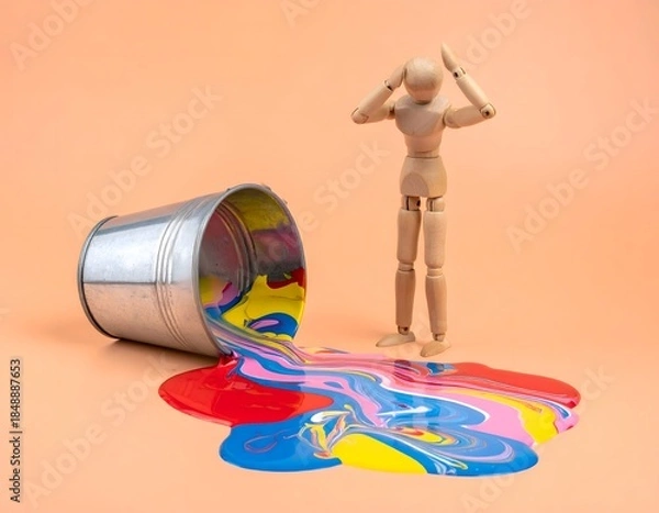 Obraz 失敗の瞬間、呆然と立ち尽くす人形