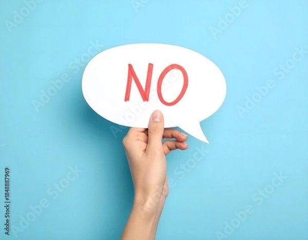 Obraz 否定を意味する、吹き出しとNoの紙