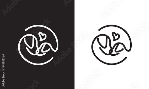 Obraz simple and modern line logo DOG LOVE design template elements